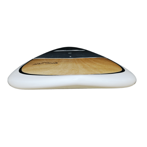 A paddle board on a black background, perfect for water sports enthusiasts