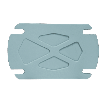 Blue plastic tray with hole