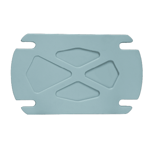 Blue plastic tray with hole
