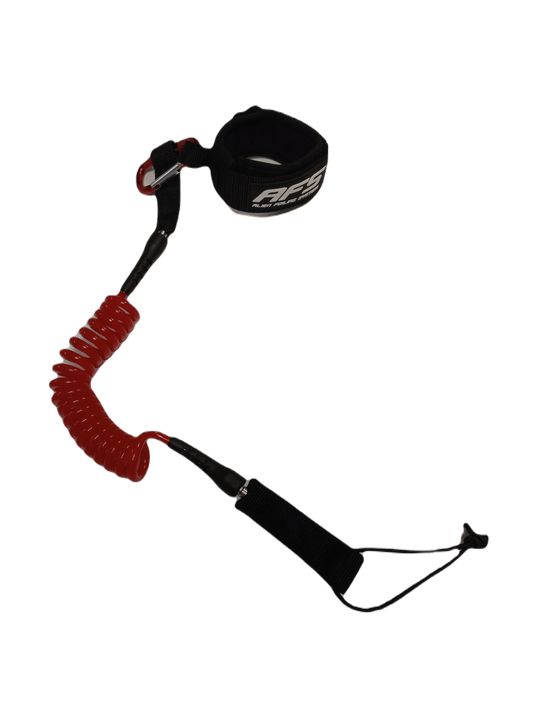 Red and black cord with black handle
